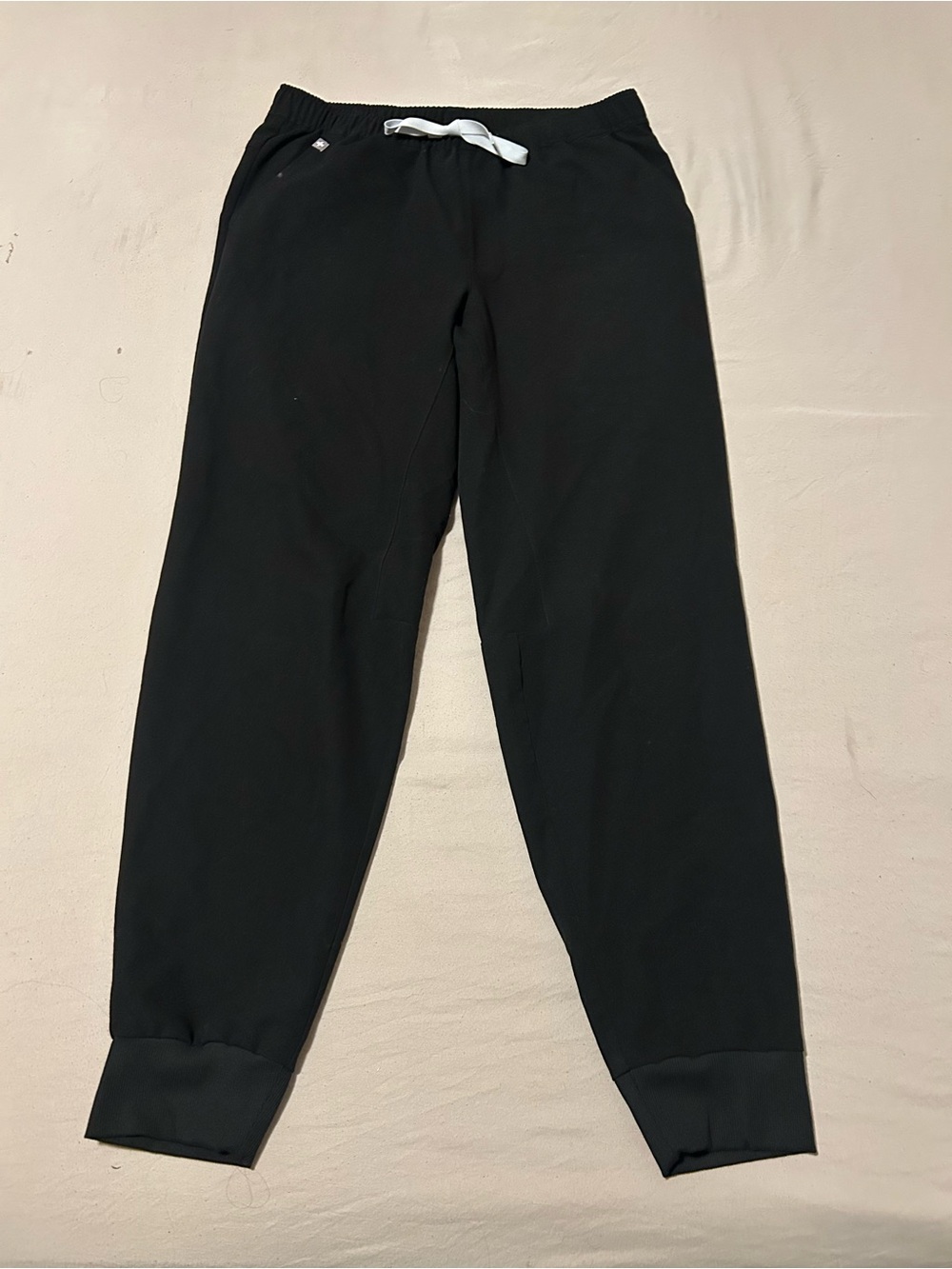 Figs Men's Black Jogger Pants with White Drawstring